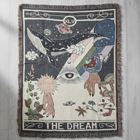 The Dream Tarot Woven Throw Blanket Surreal Celestial Whimsigoth Tapestry NWT